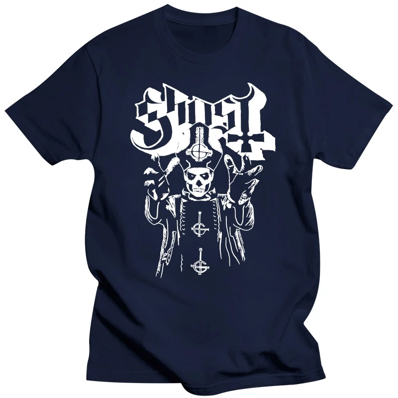 New Ghost Black & White Papa Wrath Black Metal Band Shirt (S-2XL) badhabitmerch