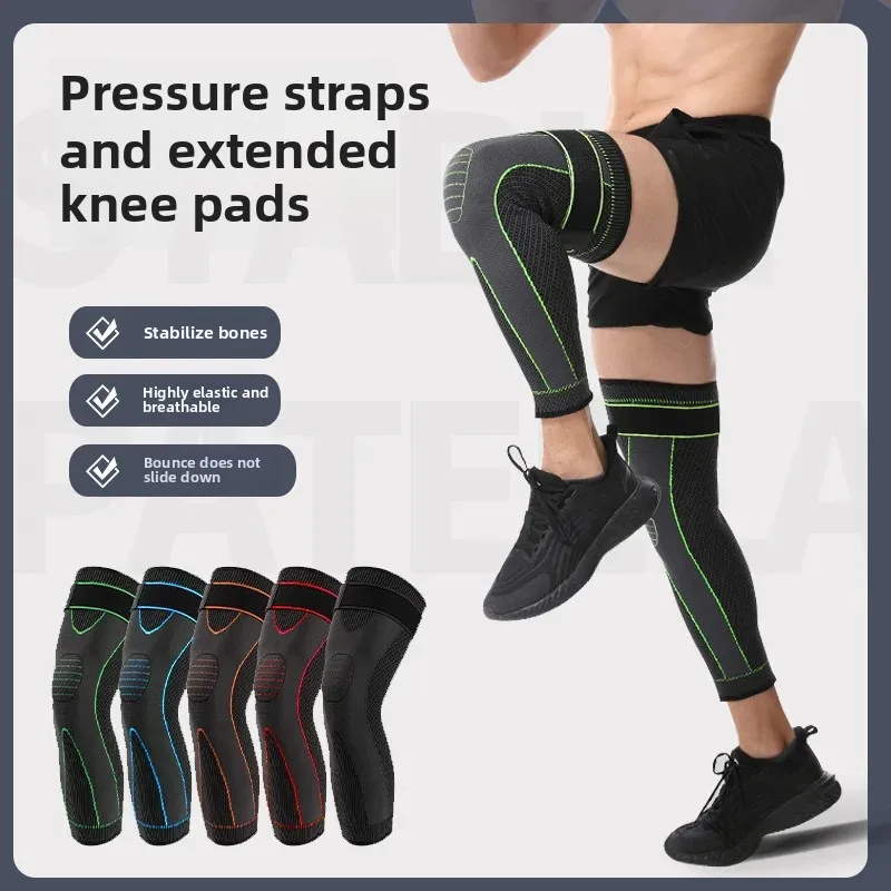 Long Knitted Sports Knee Pads Warm Basketball Running Anti-Cold Men's Cycling Knee Supports Extended Length Bracelets