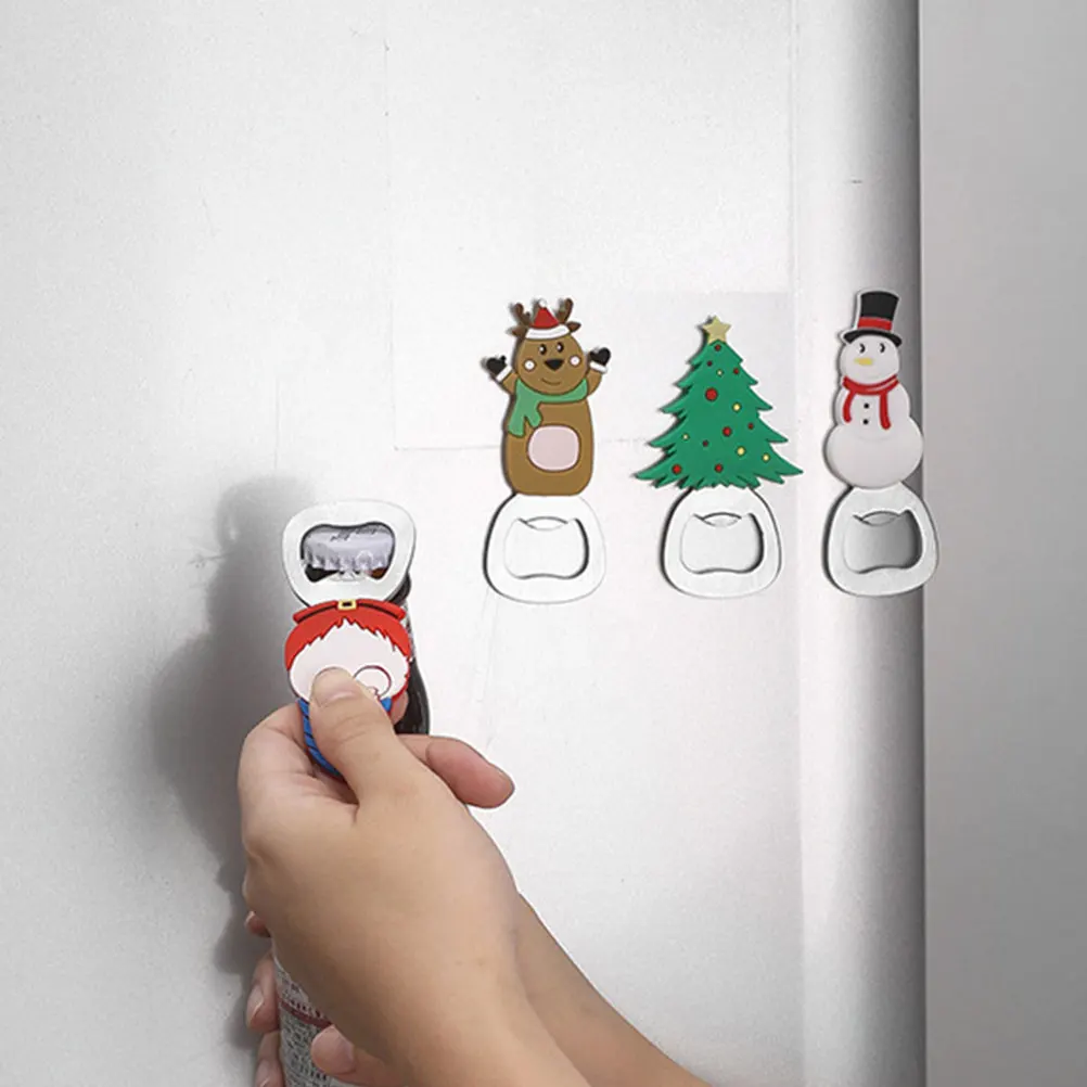 

5pcs Cartoon Christmas Bottle Openers Adorable Stainless Beer Corkscrew Portable Kitchen Tool Gifts Party Accessories