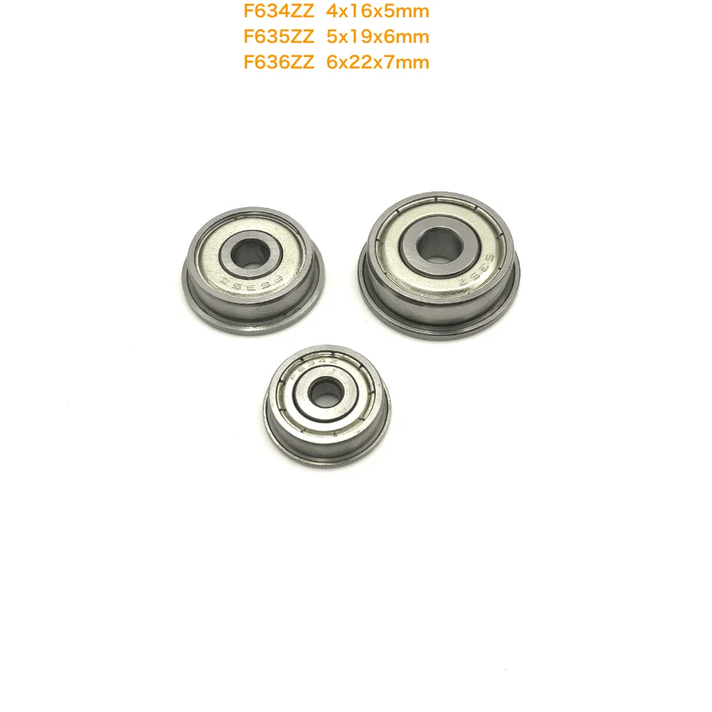 20-40Pcs/Lot F634ZZ , F635ZZ , F636ZZ  2Z Metal Shield Flange Deep Groove Ball Miniature Bearing 3D Printer Parts