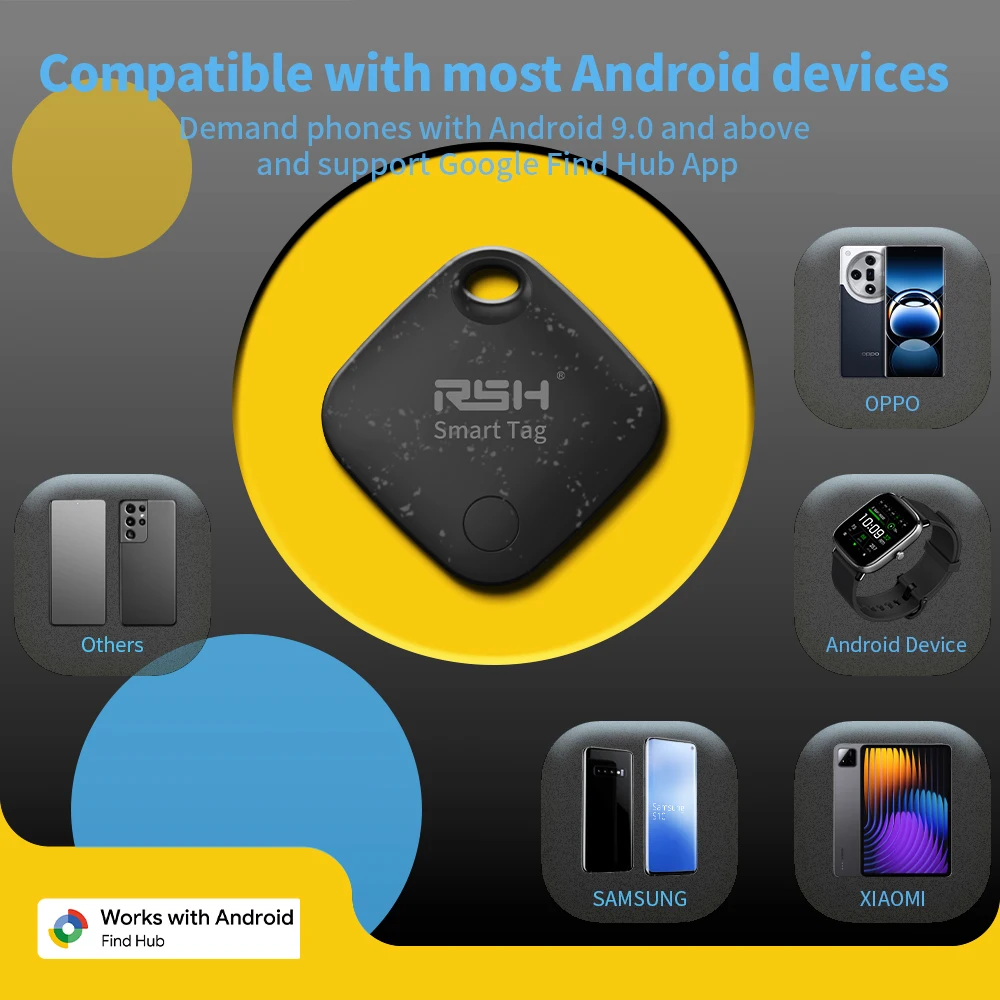 RSH Official Brand 1/ 4PCS GPS Tracker Android Positioning Device Cool Fashion Vehicle locator Pet Tracker via Google's Find Hub