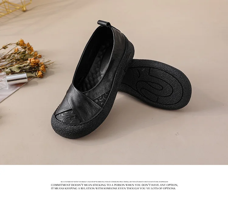 Neue Echtleder-Ballerinas für Damen, V-Ausschnitt Slip-On Schuhe, Retro-Kreuzfalt-Mokassins mit Prägungsmuster für Damen – Detail 22