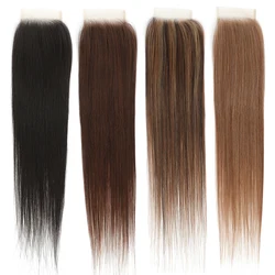 Straight 4x4 Lace Closure  Heat Resistant Fiber Bone Straight HD Transparent Swiss Lace Closures synthetic Hair