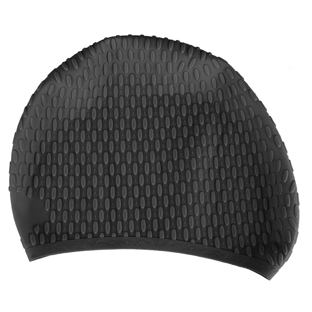 

Силиконовая шапочка для плавания унисекс, гибкая водонепроницаемая крышка для головы для взрослых, черные шапочки для плавания