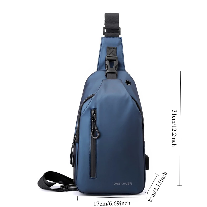 New Men's Breast Bag Casual Large Capacity Shoulder Messenger Bag Locomotive Bag Anti-splashing Trend Backpack