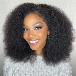 Afro Kinky Curly Transparent Lace Front Wigs Malaysian Remy Pre Plucked Human Hair Wigs For Women Curly HD Lace Frontal Wig