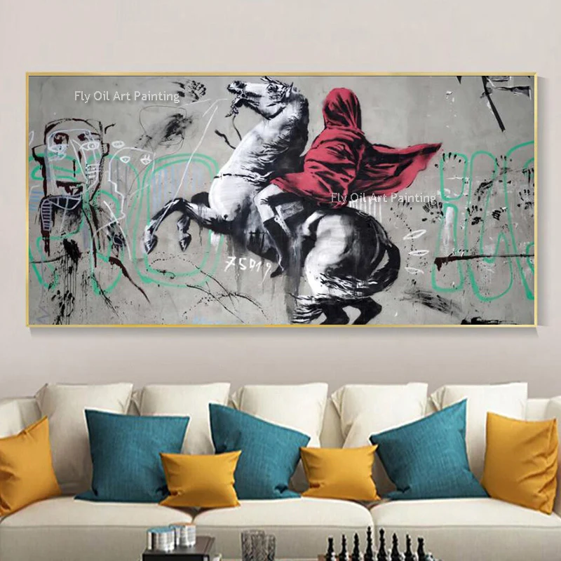 Rider On Horseback Hand Painted Abstract Oil Painting on Canvas For Living  Room Bedroom Decorative Wall Art As Best Gift