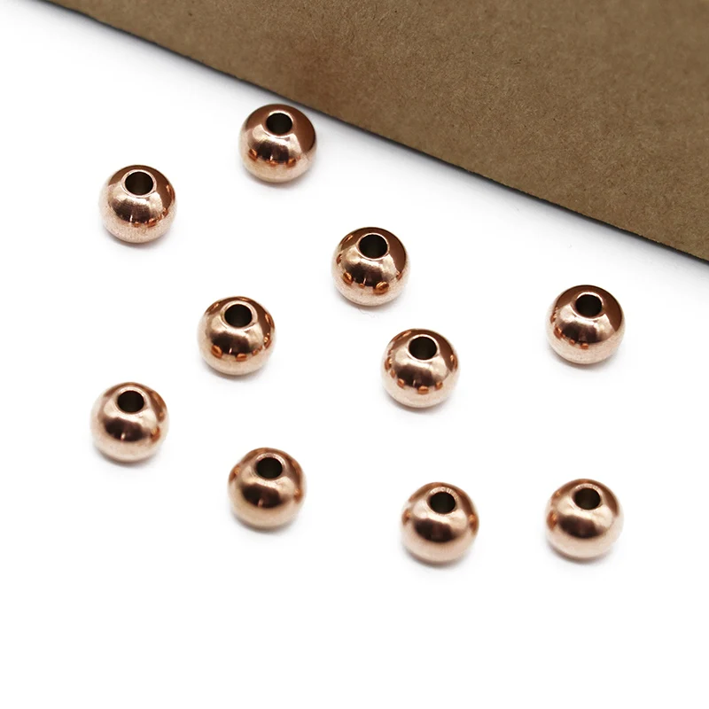 Stainless Steel 3 4 5 6 8mm Gold Black Plated Spacer Beads 1.5 2mm Hole Charm Loose Beads DIY Bracelets Beads for Jewelry Making