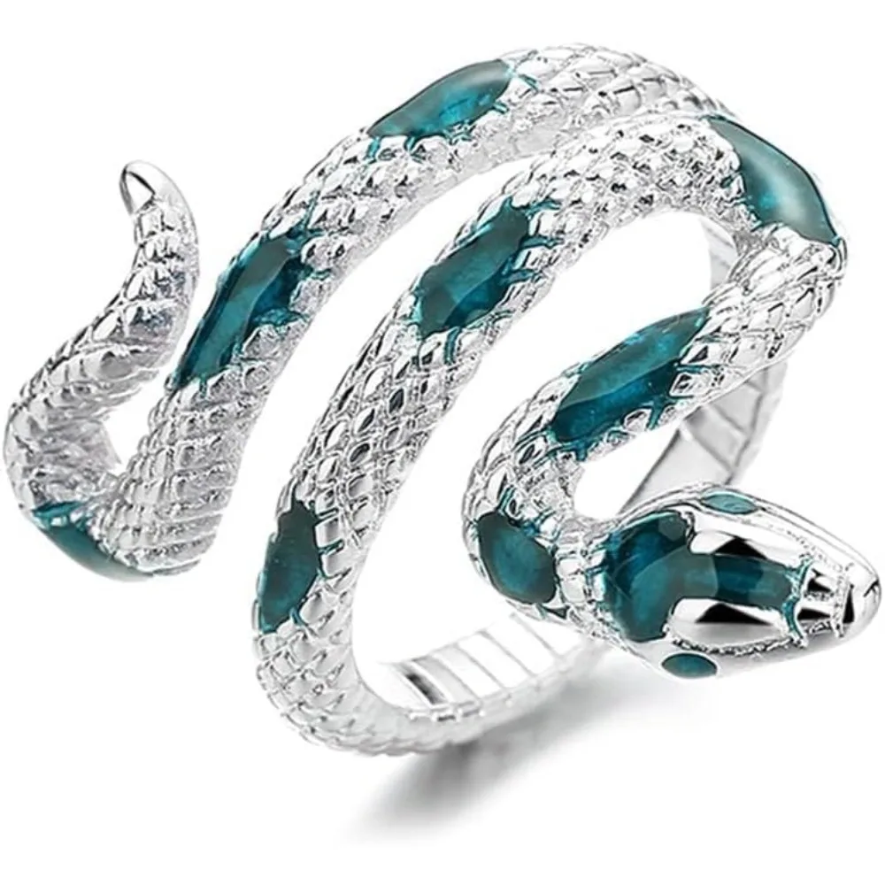Volare Snake Ring for Women Goth Snake Ring Silver Statement Ring Open Punk Snake Adjustable Ring Jewelry
