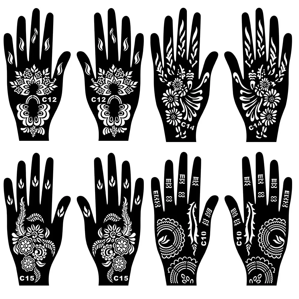 قوالب وشم قابلة لإعادة الاستخدام للجسم، استنسل وشم الحناء للنساء، أدوات وشم مؤقتة قابلة لإعادة الاستخدام