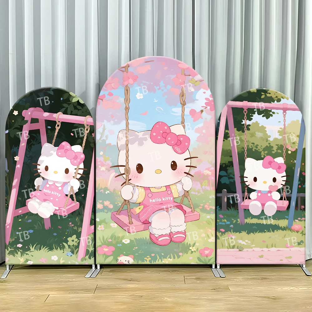 

Hello Kitty Cherry Arch Backdrop Cover Kids Party Decoration Photo Booth Props & Festive Background Supplies for Children Events