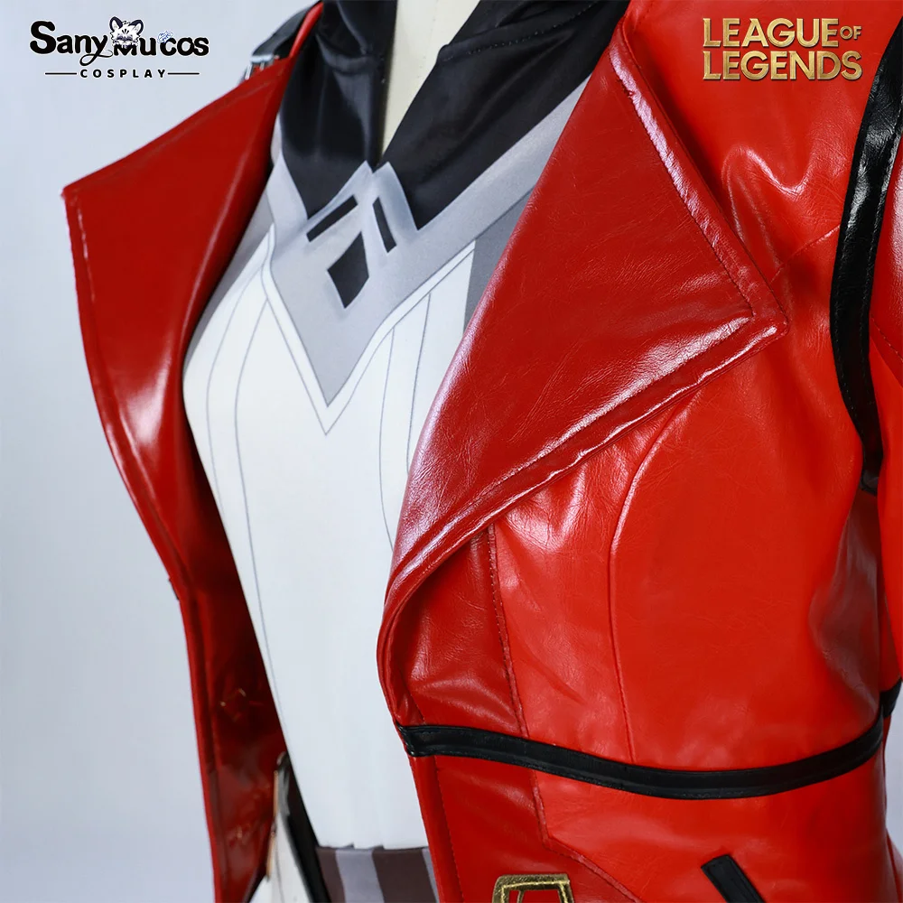 IN STOCK SanyMuCos Vi Red Leather Cosplay Costume Game League Of Legends Arcane Cosplay Plus Size Halloween Outfit