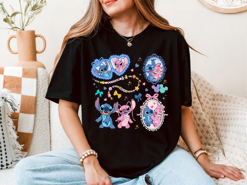 

Рубашка Kokette Bow Stitch Und Angel, футболка Disney Mädchen Trip, футболка Magic Kingdom, толстовка Walt Disney Lilo Und Stitch