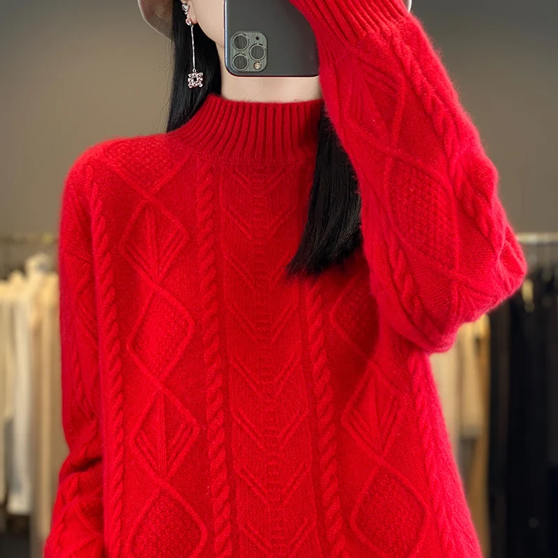 Arrow Fall/winter new 100% Merino wool cashmere sweater Women's O-neck pullover warm bottom knit shirt top