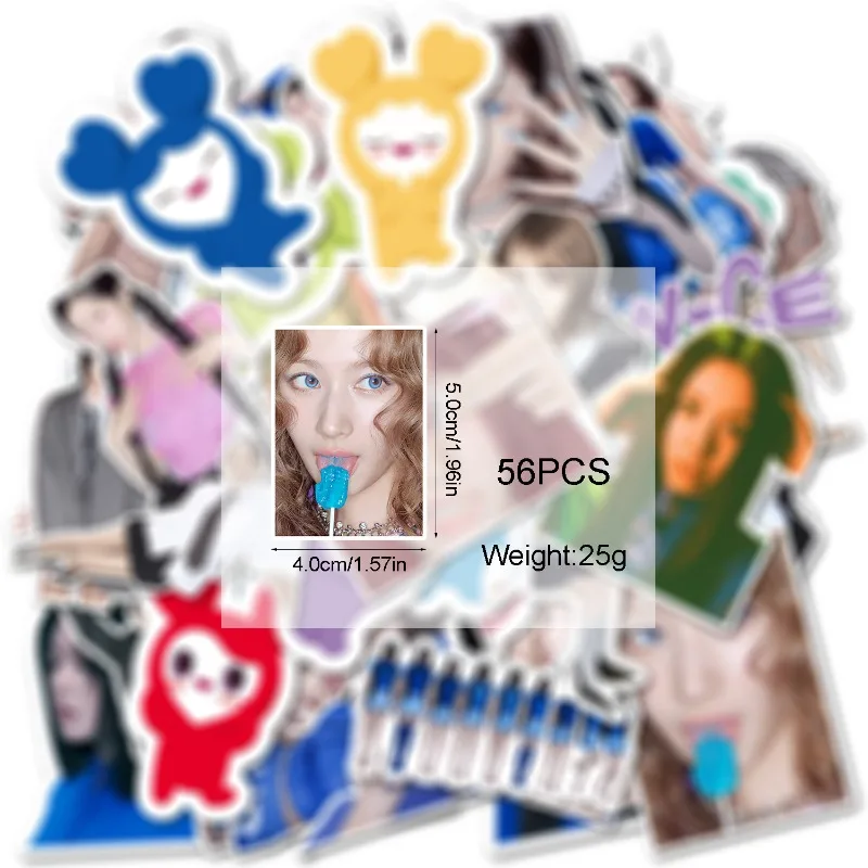 56PCS TWICE Cute  Anime Character Graffiti Stickers Waterproof Vinyl Decals DIY Decor Stickers for Journal Water Bottle view 2