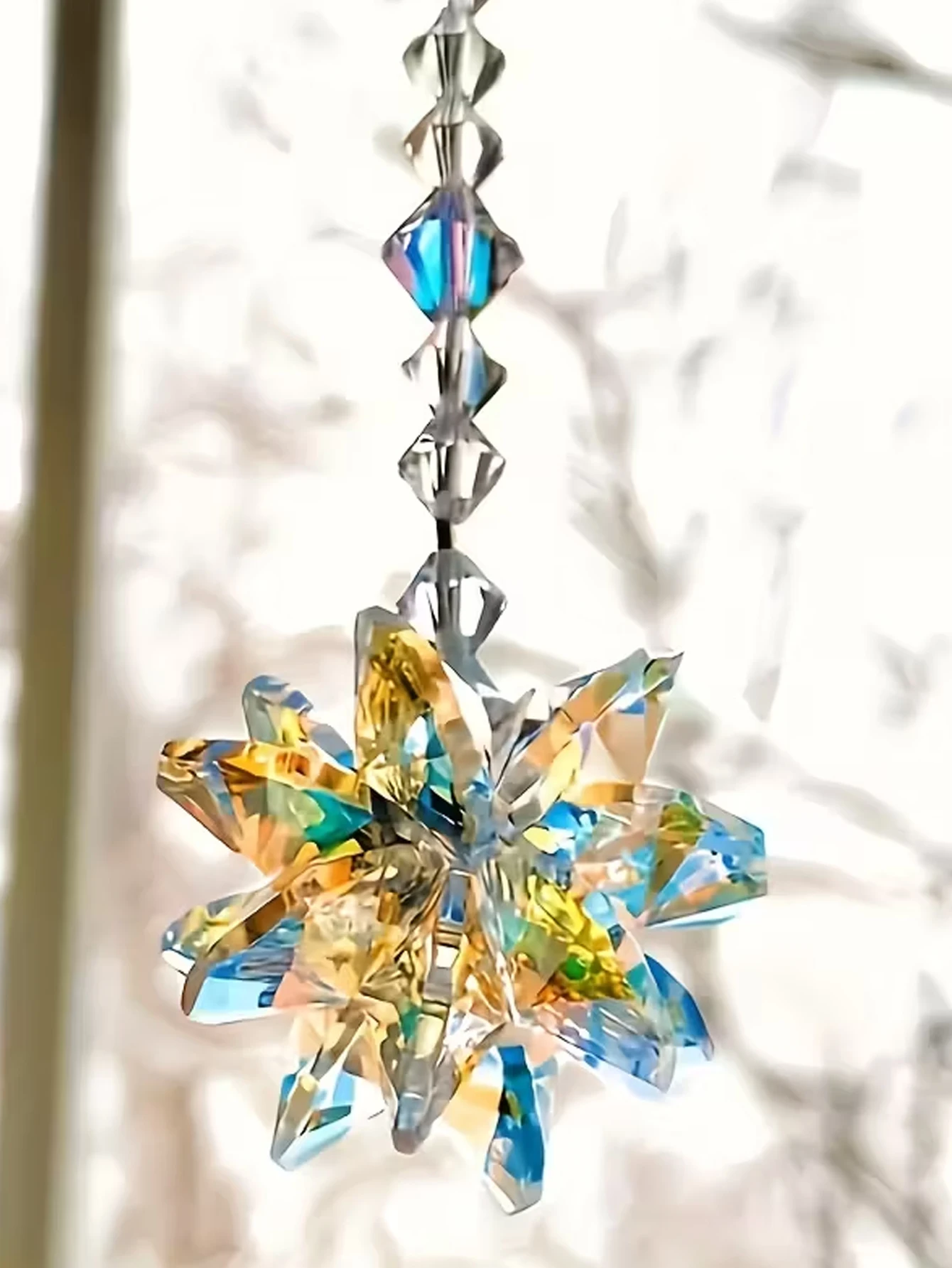 Rainbow Crystal Dream Catcher for Women Decorative Window Hanging Glass Craft Home Garden Wedding Gift for Her Office Decoration