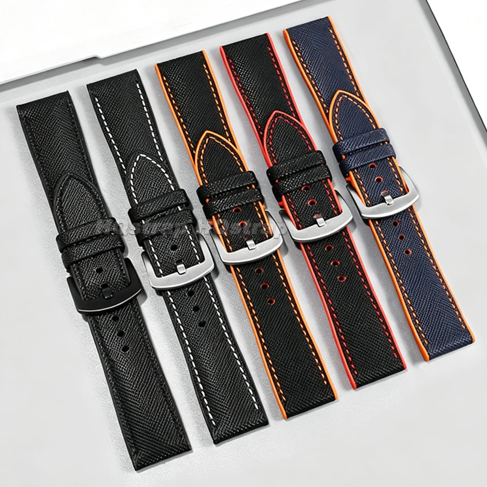 Nylon-Segeltuch-Gummi-Hybrid-Uhrenarmband 18mm 20mm 21mm 22mm Armband Wasserdicht Schweißfest Silikon-Uhrenband Zubehör – Detail 15