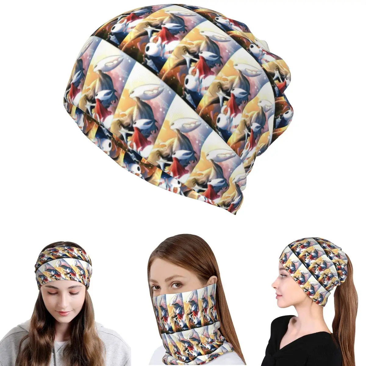 Ghost Hollow Knight Game Bandana Neck Cover Mask Scarf Warm Cycling Scarf Beanies Hat Unisex Adult Winter