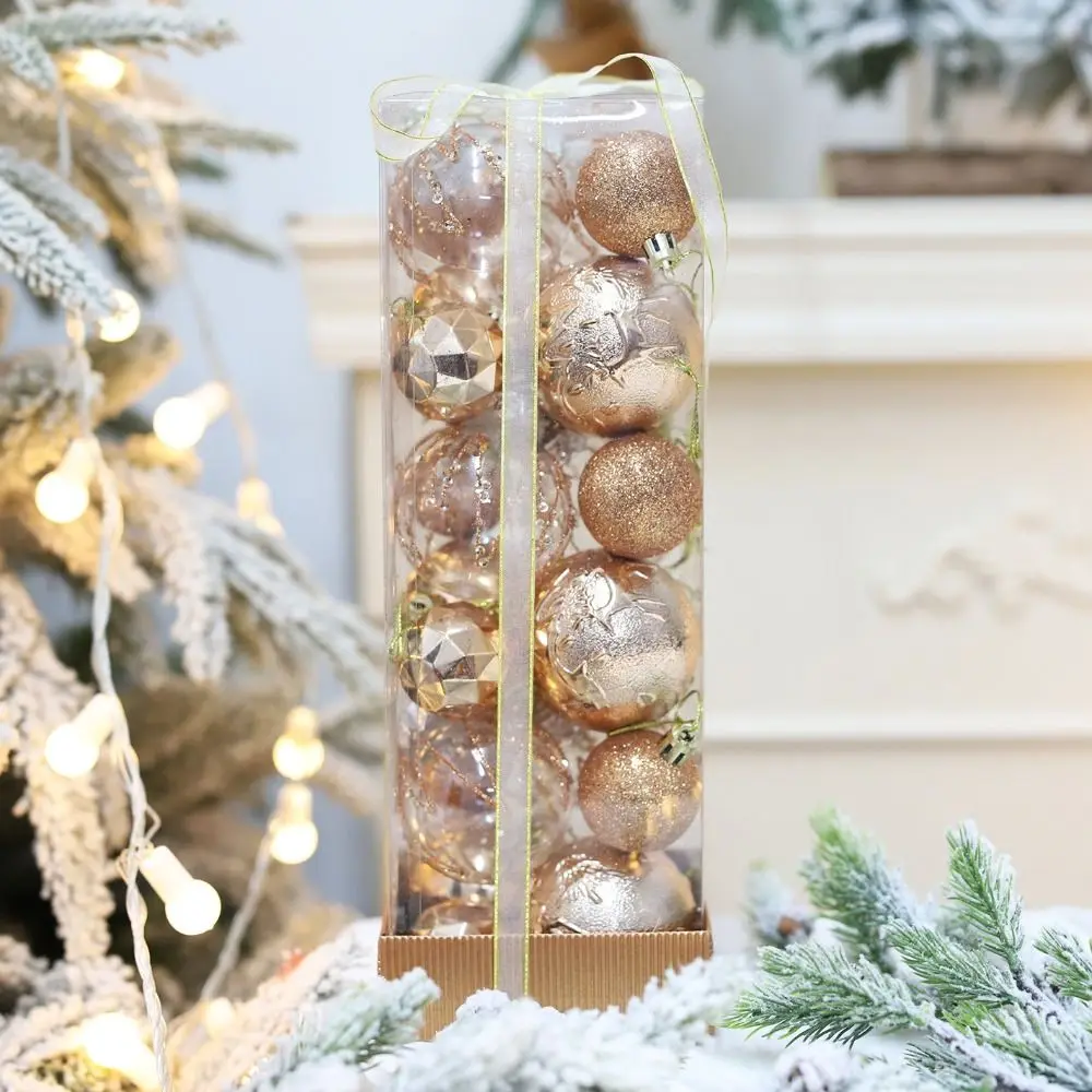 

24pcs 4/6cm Christmas Painted Ball Creative Delicate Christmas Tree Pendant Waterproof Transparent Hanging Ornament Office