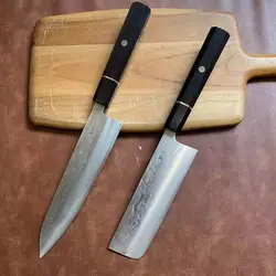 Stainless Silver Steel No. 3 Blade Sharp Chef Nakiri Cleaver Meat Slicing Vegetables Japanese Kitchen Knife Ebony Wood Handle