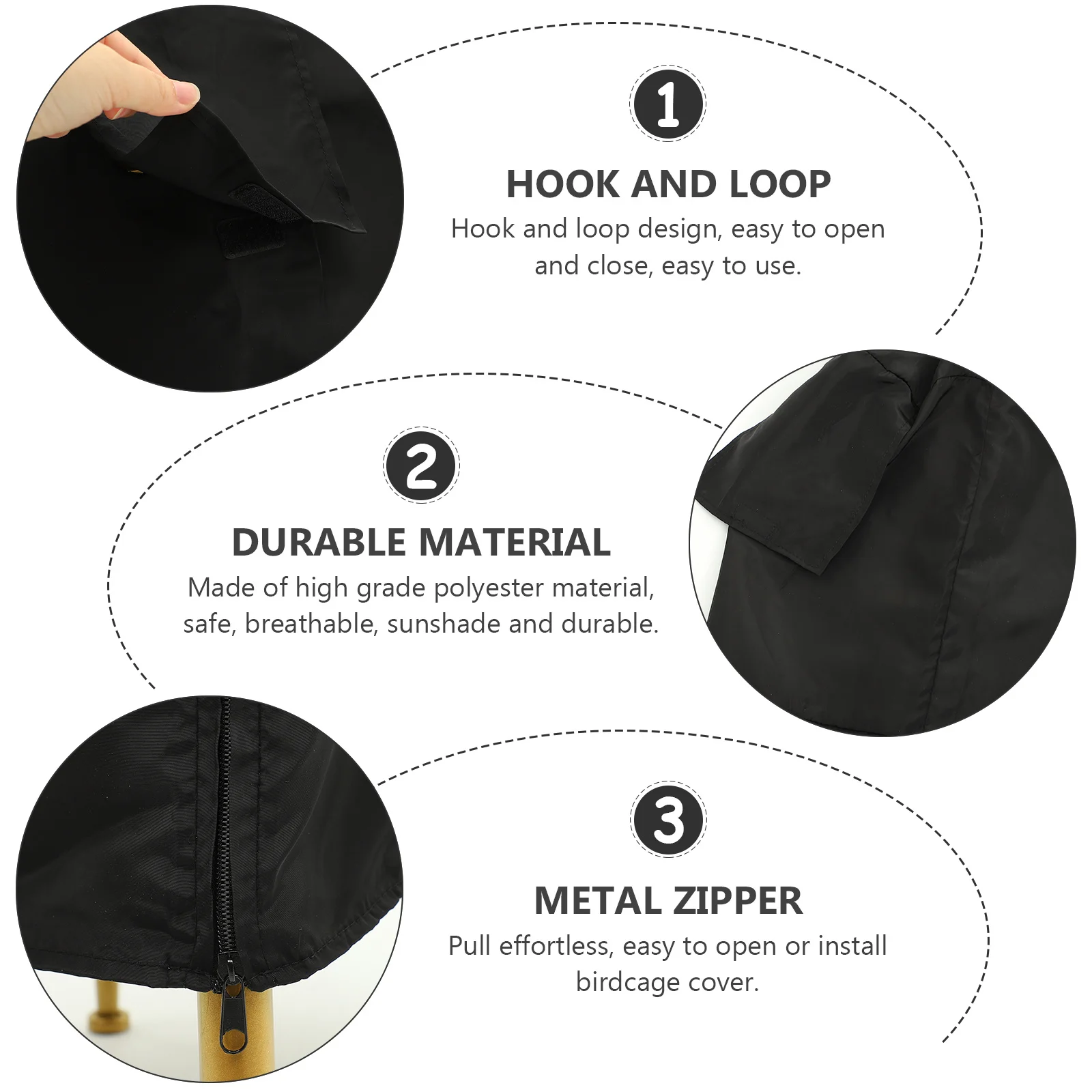 

Bird Cage Cover Black Fade Resistant Sewn Edge for Parrot Aviary Shelter Quiet Environment Light Blocking Feature