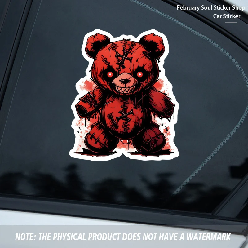 1Pc Scary Teddy Bear Vinyl Sticker Matte Decal Removable for Car Laptop Fridge Anime Theme Decor