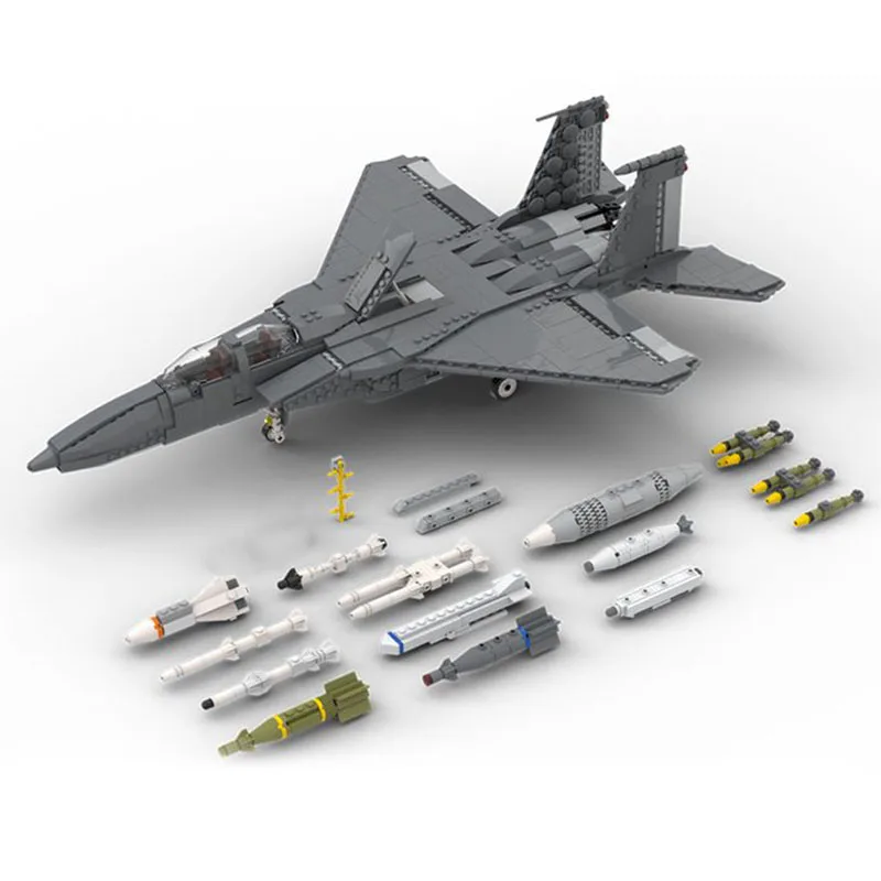 1281 peças ww2 militar moc 1:33 escala F-15 e strike eagle jet lutador modelo ideias criativas brinquedo de alta tecnologia blocos de avião de veículo aéreo