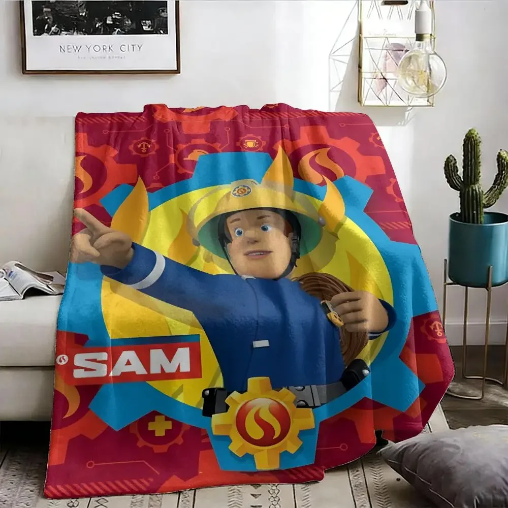 Cartoon F-Fireman Sam Throw Summer Lightweight Flannel Blanket Soft Breathable AC Throw for Sofa Bed Travel Cozy Nap