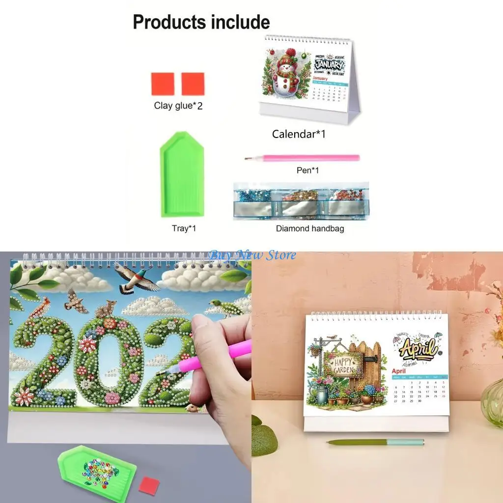 

20CE 2026 Painting Calendar Handmade Art Calendar with Stickers, Decorative for Home & Office