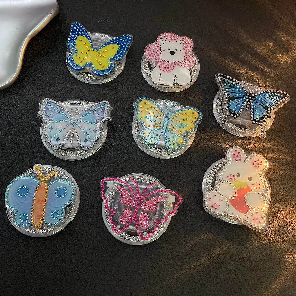 

Сверкающая алмазная бабочка, подходит для мобильного телефона MagSafe, магнитная ленивая подставка, подушка безопасности, растяжка, сильная адсорбция