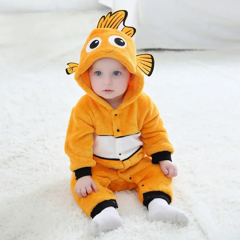 เสื้อผ้าคอสเพลย์เสื้อรอมเปอร์ทารก onesie เด็กทารกผู้ชายเด็กผู้หญิงการ์ตูน Nemo ทารก onesie ropa Bebe Rompers onesie ฤดูหนาวเครื่องแต่งกายนุ่ม