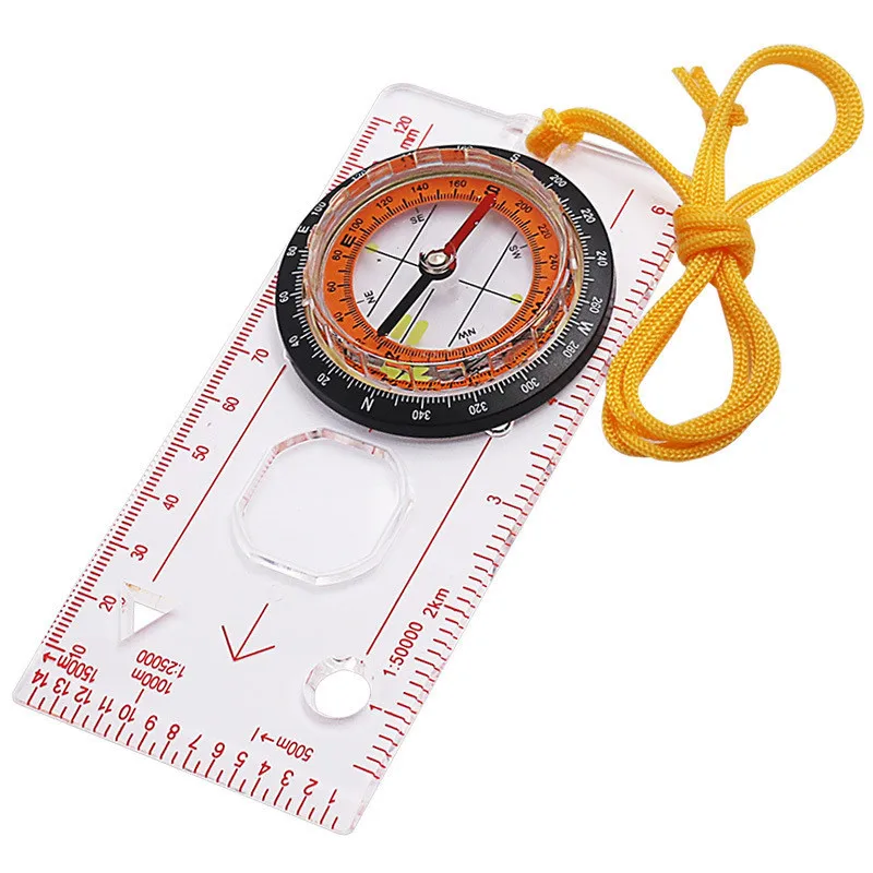 Portable Compass Scale Ruler Multifunction Map Ruler With Lanyard For Outdoor Camping Hiking