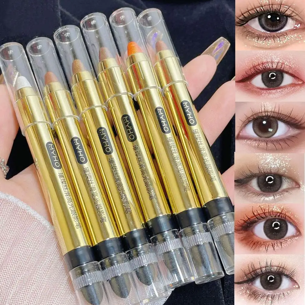 6 Color Stereo Eye Shadow Stick Pen Eyeshadow Stick Double Color Gradient Shadow Stick Glitter Makeup