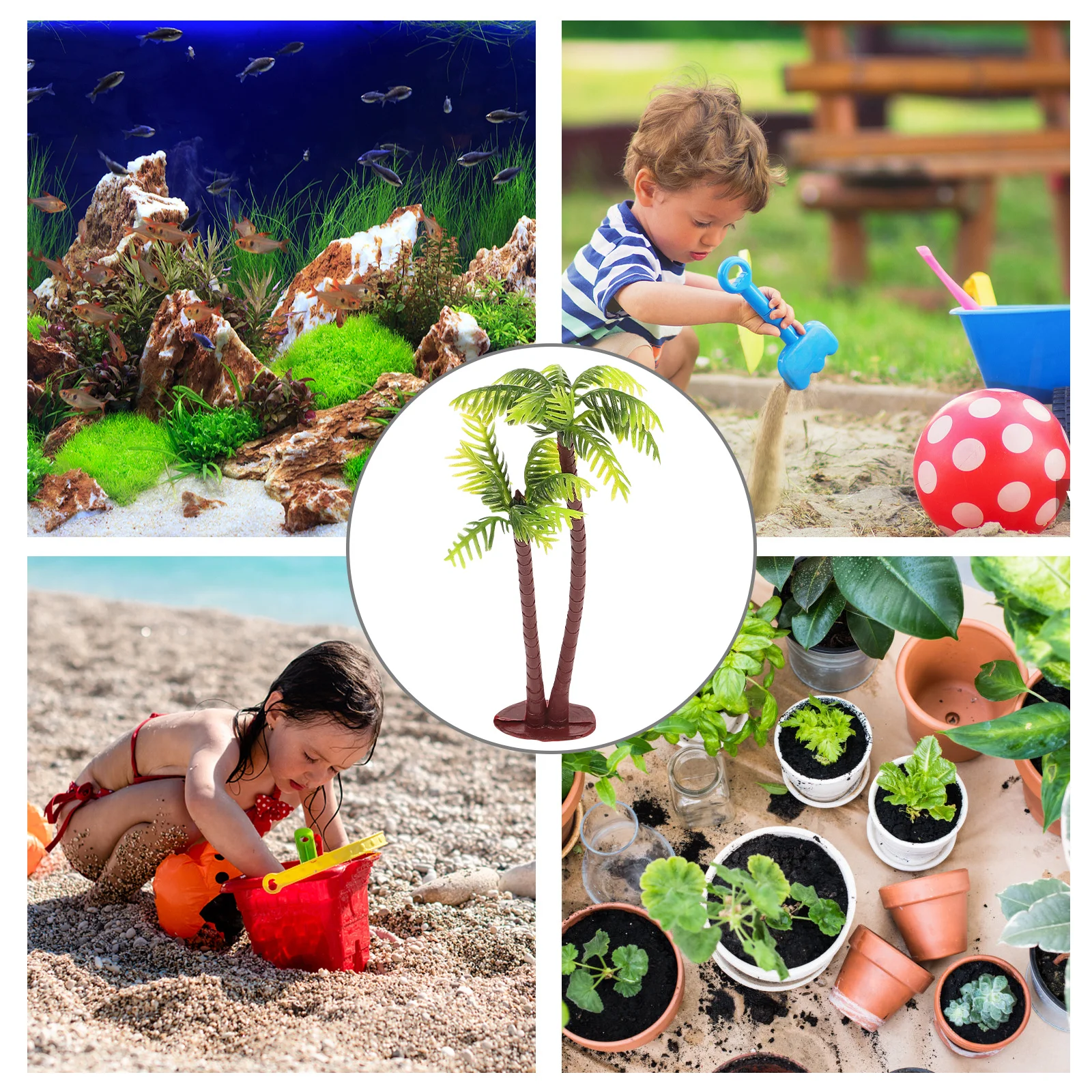 

5Pcs Realistic Plastic Mini Palm Tree for Micro Landscape Decor DIY Terrarium Fairy Garden Tropical Miniature Plant Models
