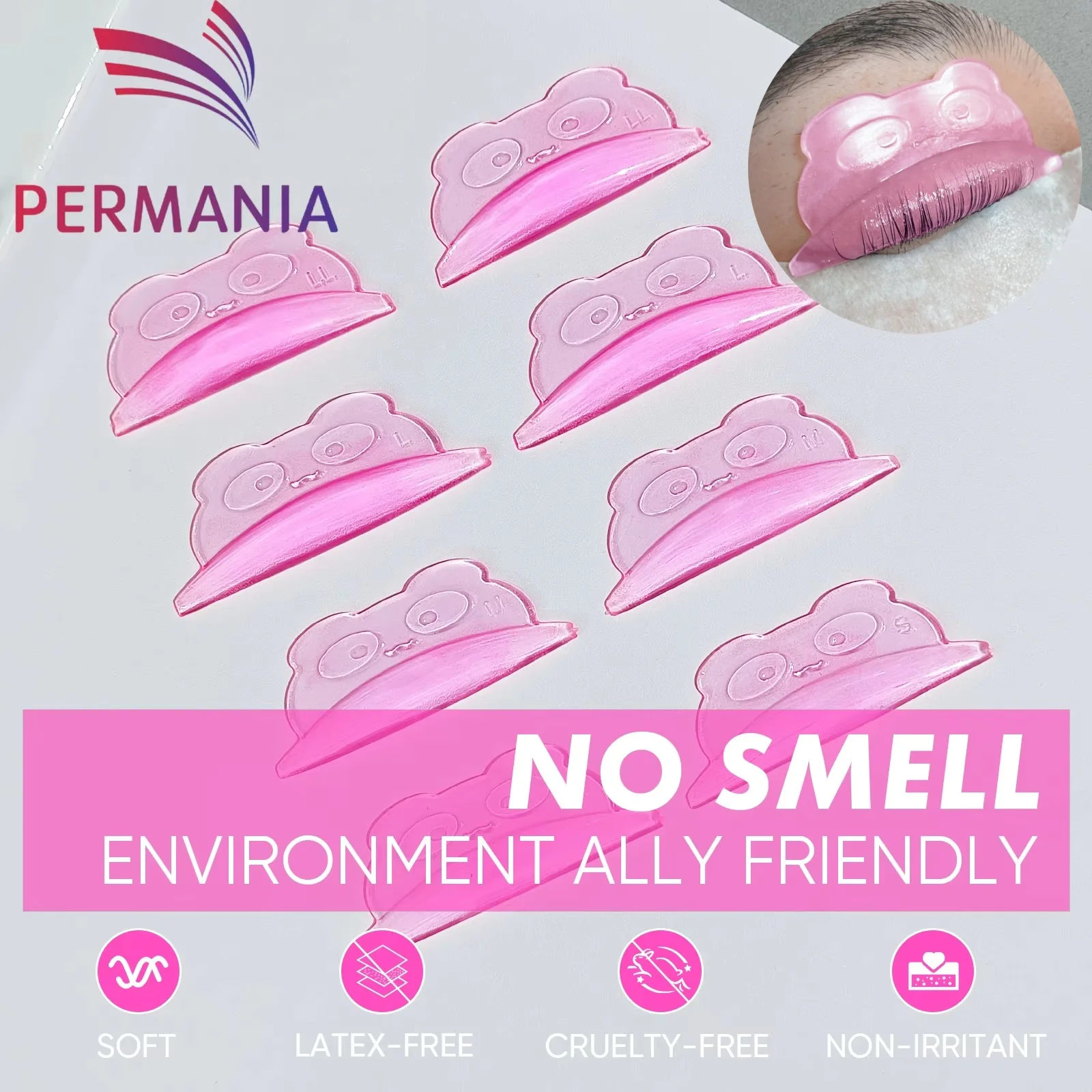 PERMANIA 8 Pz Silicone Ciglia Perm Pad Sollevamento Lash Lift Shield U Deformato Ciglia 3D Bigodino Accessori Applicatore Strumento di Trucco