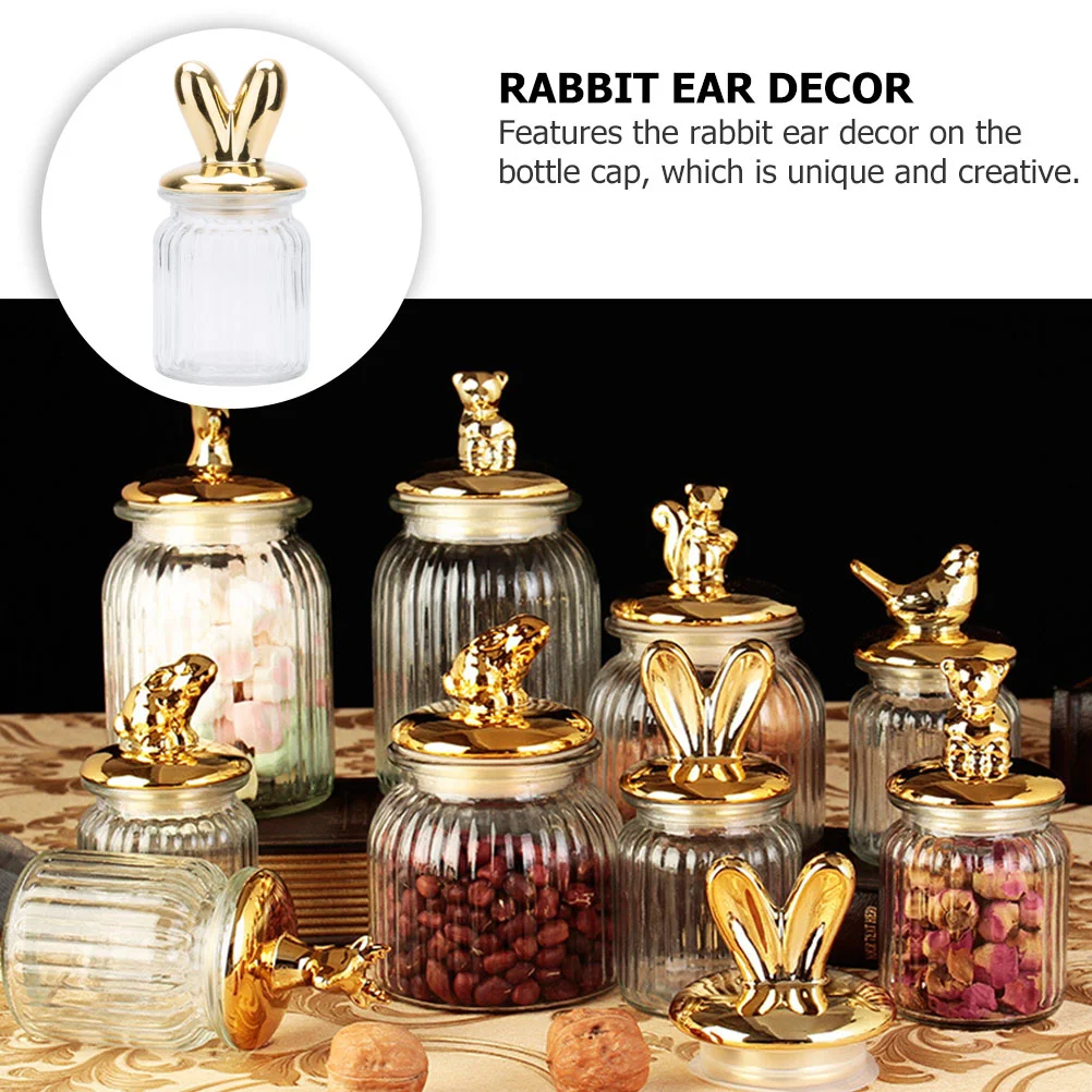 Rabbit Ears Snack Jar God Bless This Home Wall Decor Hue Lights Figurine Unique Glass Food Storage Container Kitchen Sealing