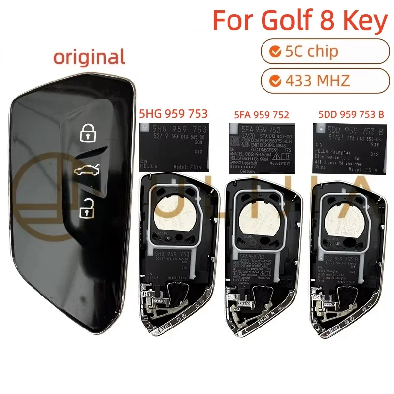 JULIJIA Genuine OEM Smart Remote Key For Volkswagen Siyat Skoda FCC ID 5HG 959 753 5FA 959752 5DD 959753 B MQB49 5C Chip ID3ID4