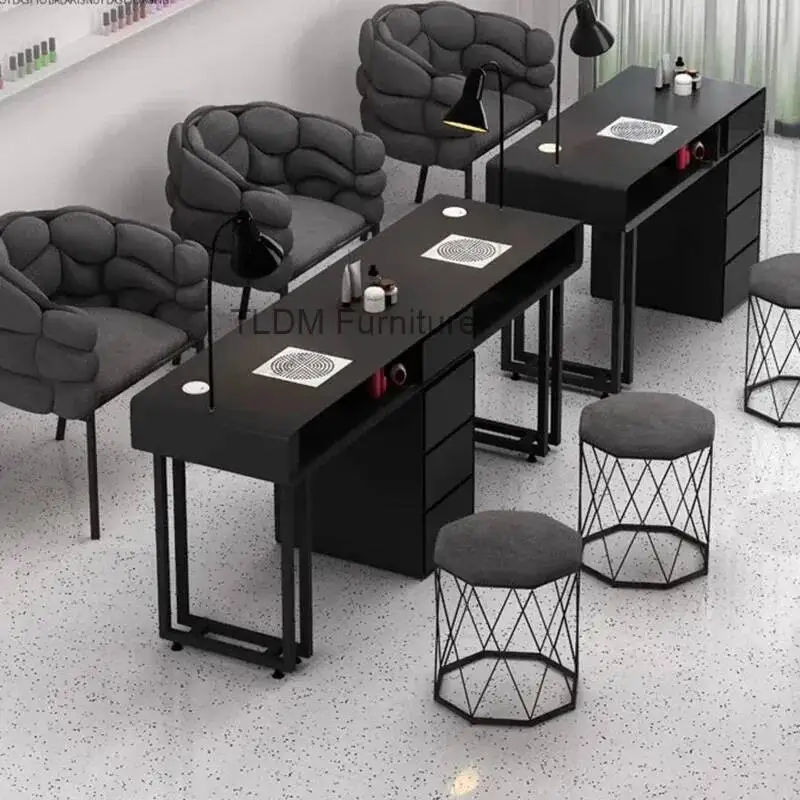 

Accessories Kawaii Nail Table Workstation Desk Nagelsalong Glass Nail Table Aesthetic Designer Tavolo Unghie Salon Furniture