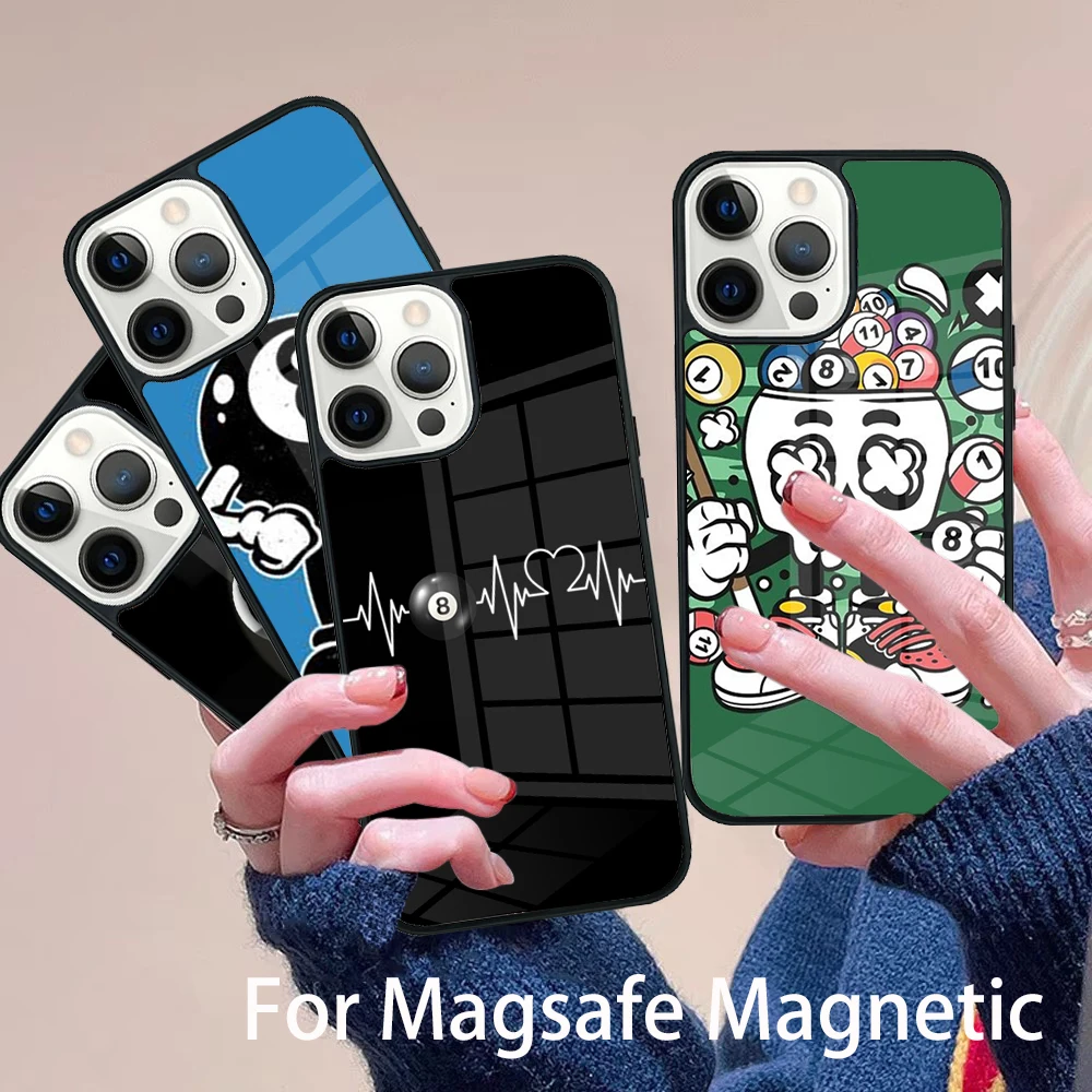 

Billiards Snooker 8 Ball Phone Case Magesafe Magnetic Wireless Charge Cover For IPhone 16 11 12 13 14 15 Pro Max Plus Mini