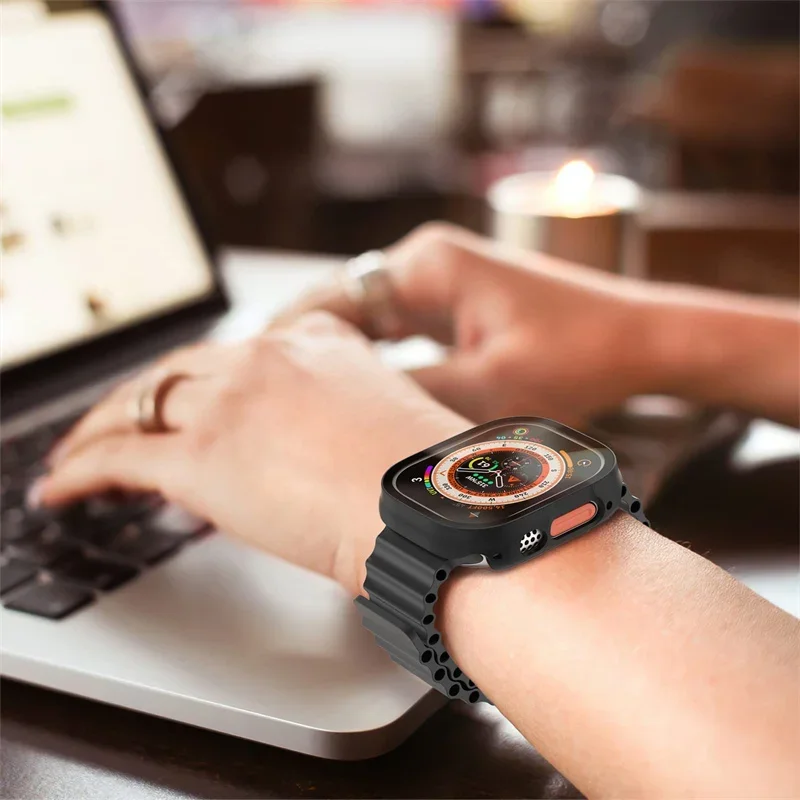 Glas+PC-Schutzhülle für Apple Watch Ultra 4 3 2 49mm Smartwatch Stoßfänger+Displayschutzfolie Gehärtetes Glas iWatch Series Ultra 49mm Zubehör – Detail 8