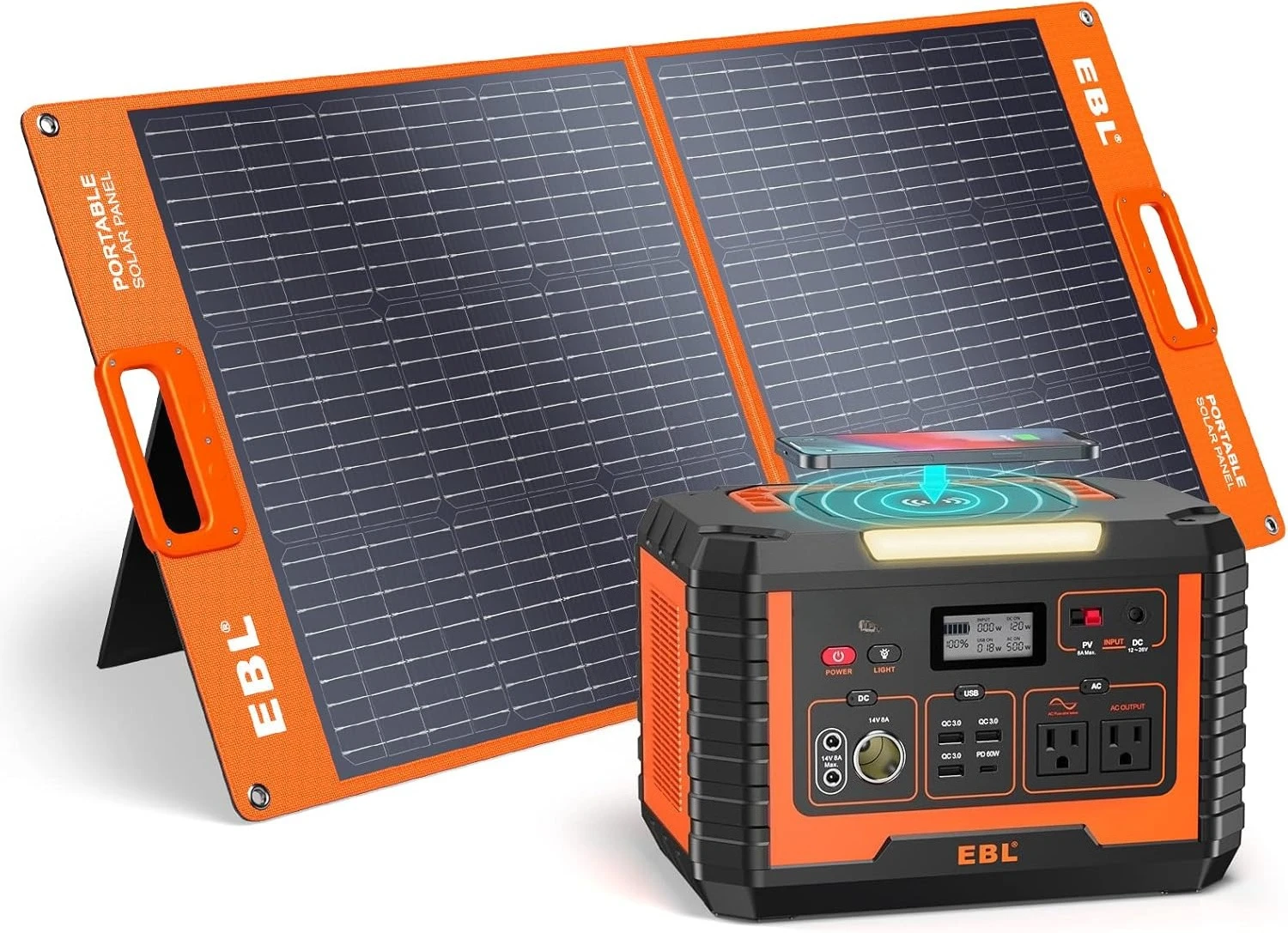 

500W Portable Power Station with 100W Portable Solar Panel, 519.4Wh Solar Generator and Solar Panel Combo for Home and Outdo