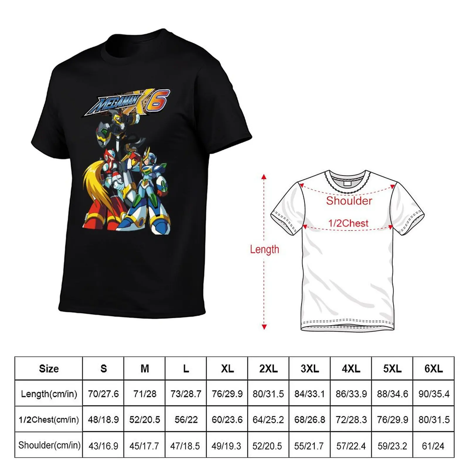 Mega Man X6 T-Shirt Casual Simple Design Short Sleeve Shirt T-Shirt