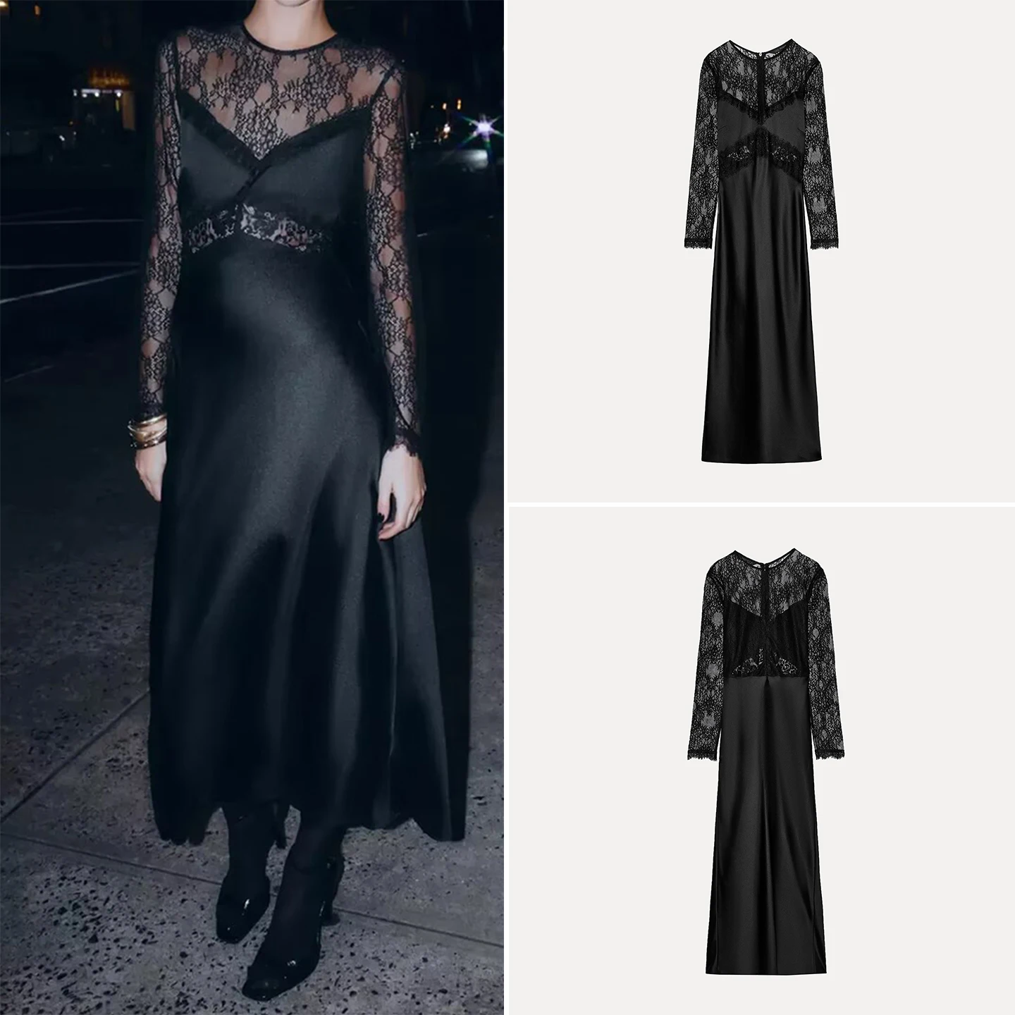 Casual Faionable Lange Kant Splice Dr Dames Sle Herfst 2025Z Dames Dr Dagelijkse kleding Volledig Sve Ander materiaal