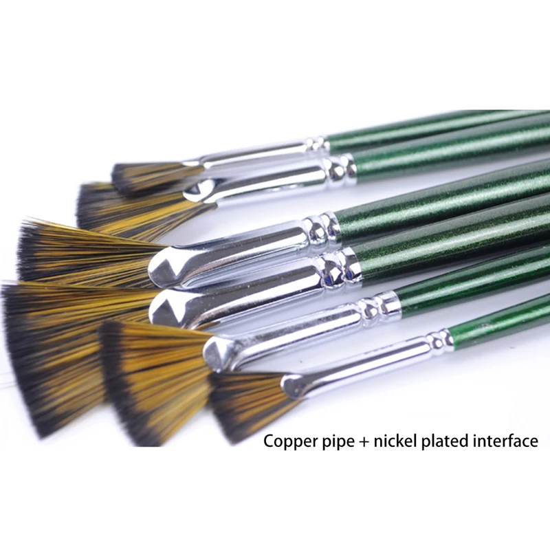 MONET 6 шт./компл. набор нейлоновых кистей в форме веера, гуашь, художественные принадлежности, ручка для рисования, масляная кисть, студенческие канцелярские принадлежности