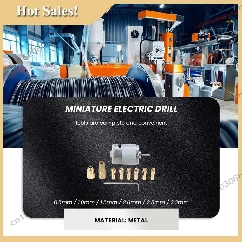 -HOPE 1Pc Dc 12V 500Ma Mirco Motor With 6Pcs 0.5-3.2Mm Drill Collet Electric Pcb Tool Set