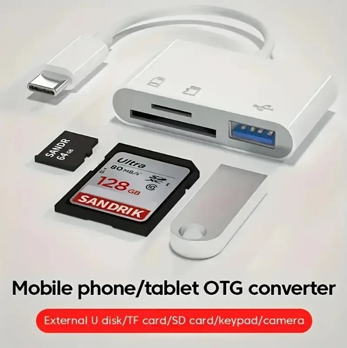 

Адаптер OTG, глянцевый АБС-пластик, подходит для мобильных телефонов, камер, компьютеров и других устройств USB, устройство чтения карт 3-в-1