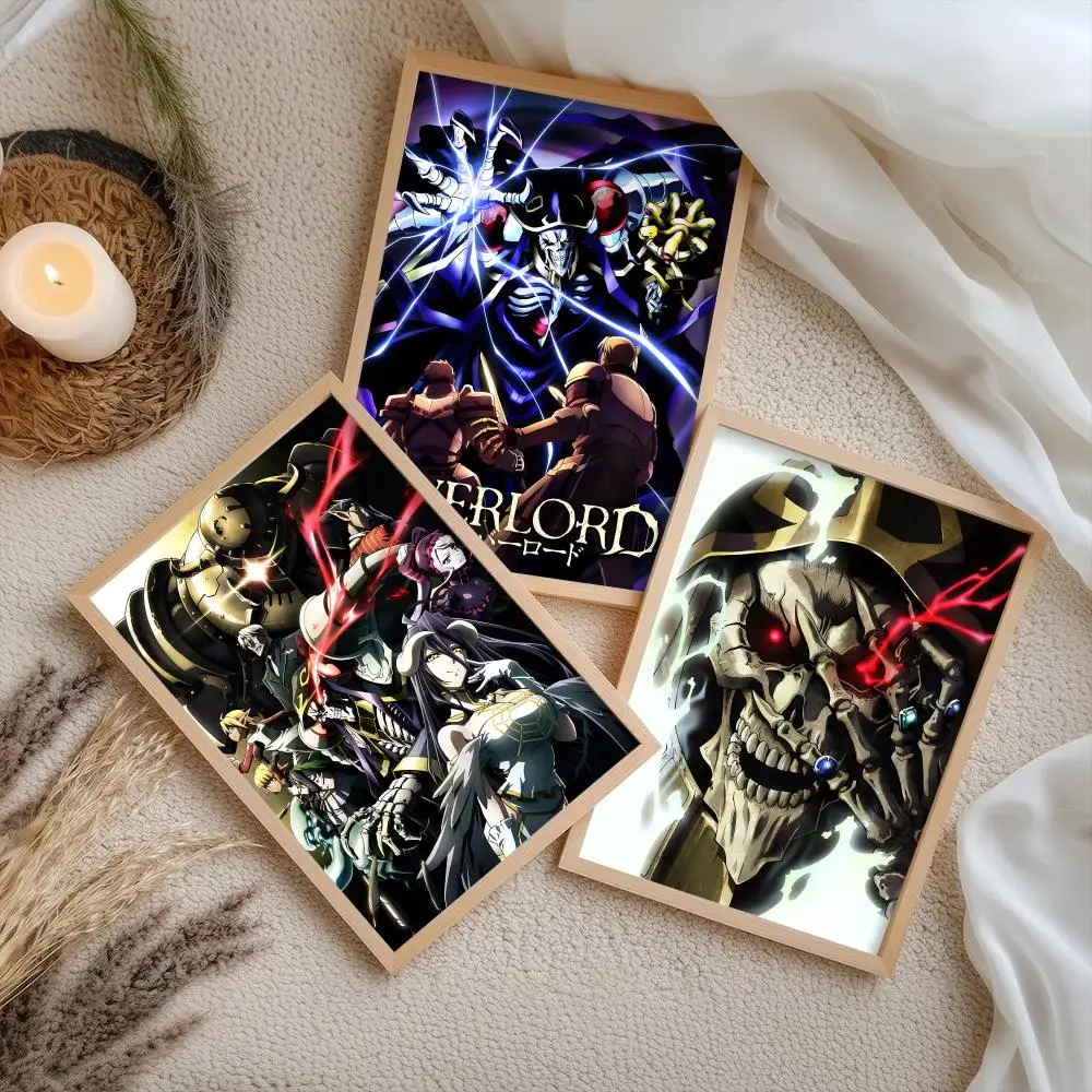 O-OVERLORD Anime Poster Stickers Self-Adhesive Painting Mural Decor Wall Decals for Bedroom Living Room Home HD Gift