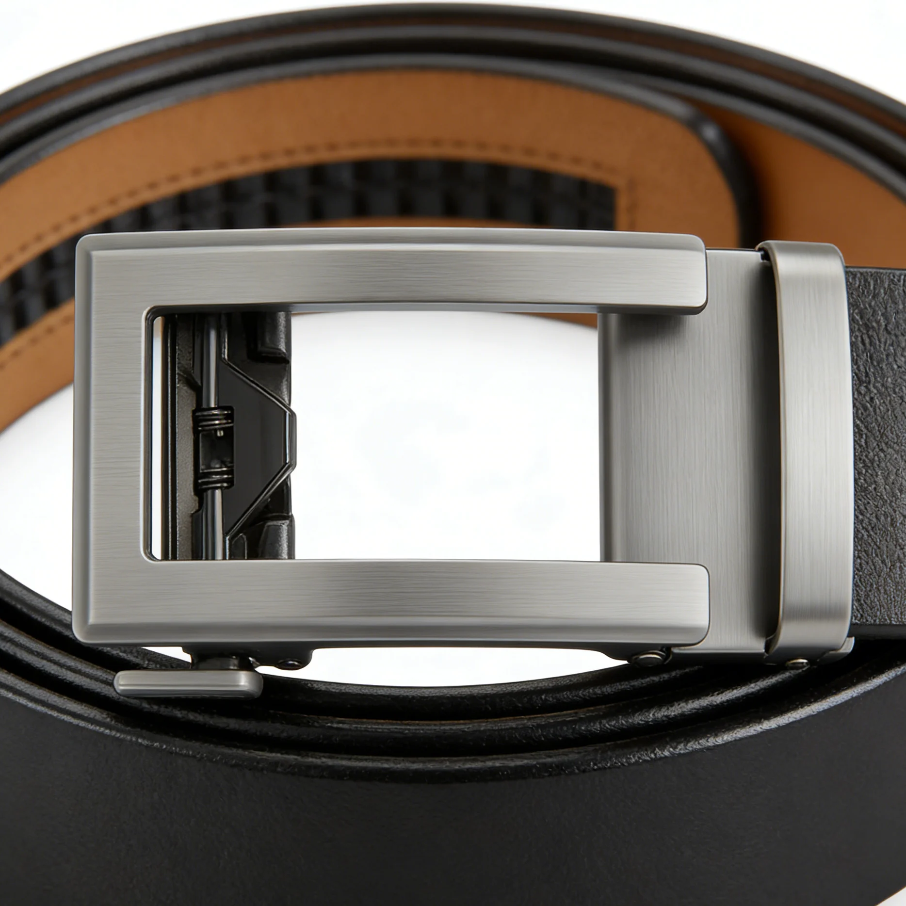 Genuine Leather Automatic  Middle-aged Casual Pants Belt Men's Cowhide Waistband Business Casual Smooth Waist Straps Black Brown