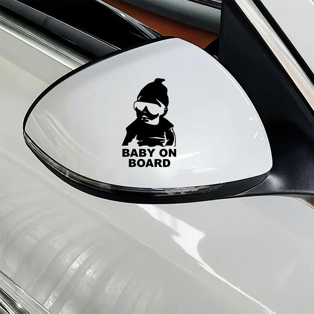 Creative BABY ON BOARD Rear Windshield Body Fuel Cap Rearview Mirror Vinyl Film Car Stickers Safe Driving Auto Warning PVC Decal view 4