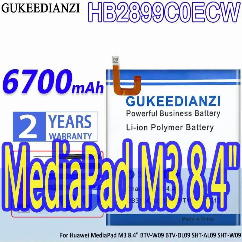 

Tablet Battery 6700Mah For Huawei Mediapad M3 8.4" Btv-W09 Btv-DL09 Sht-AL09 Sht-W09 HB2899C0ECW High Quality Metal Version